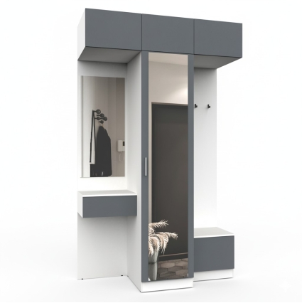 Набор мебели для прихожей "Марсель-255" МР 01-255 В2490 Ш1500 Г580 (ЛДСП Графит серый)